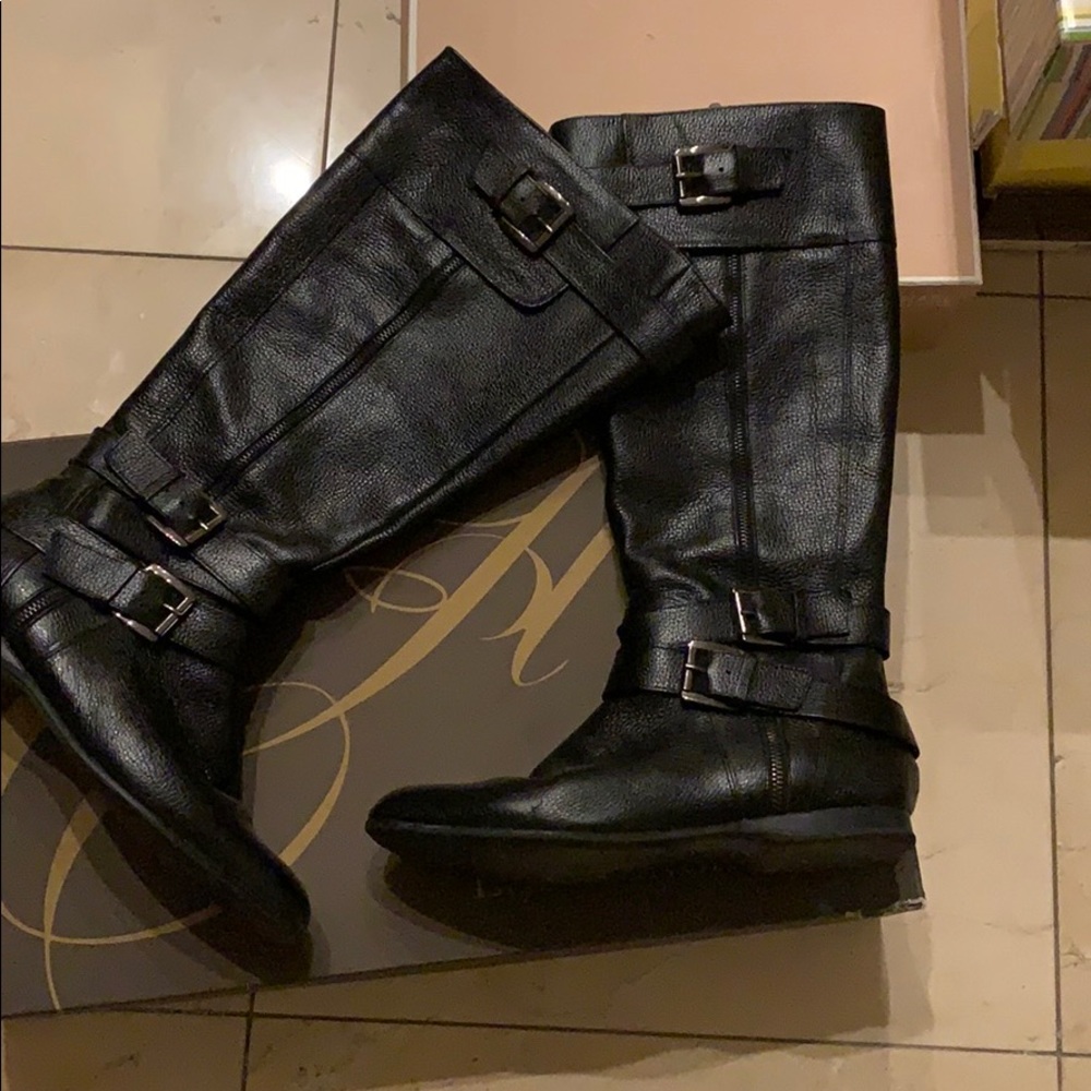 Black leather boots